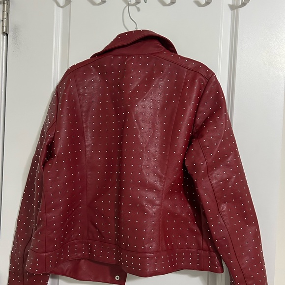 NY&C Red Studded Leather Jacket - Picture 2 of 2